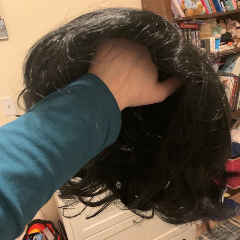 Medium Length Black Wig